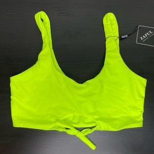 BNWT Zaful neon cutout knot bikini top + high waisted swim bottom set